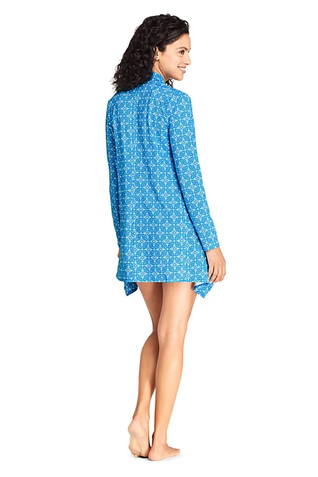 Lands039 End Swimsuits Women Upf 50 Sun Protection Waterfall Cardigan Swim Coverup Print Fresh Boreal Blue Tile Lands039 End Swimsuits Women Upf 50 Sun Protection Waterfall Cardigan Swim Coverup Print Fresh Boreal Blue Tile