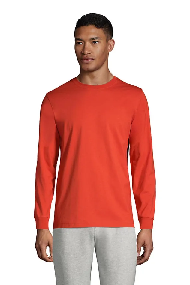 Lands039 End TShirts Men Big Long Sleeve Supert Orange Clay