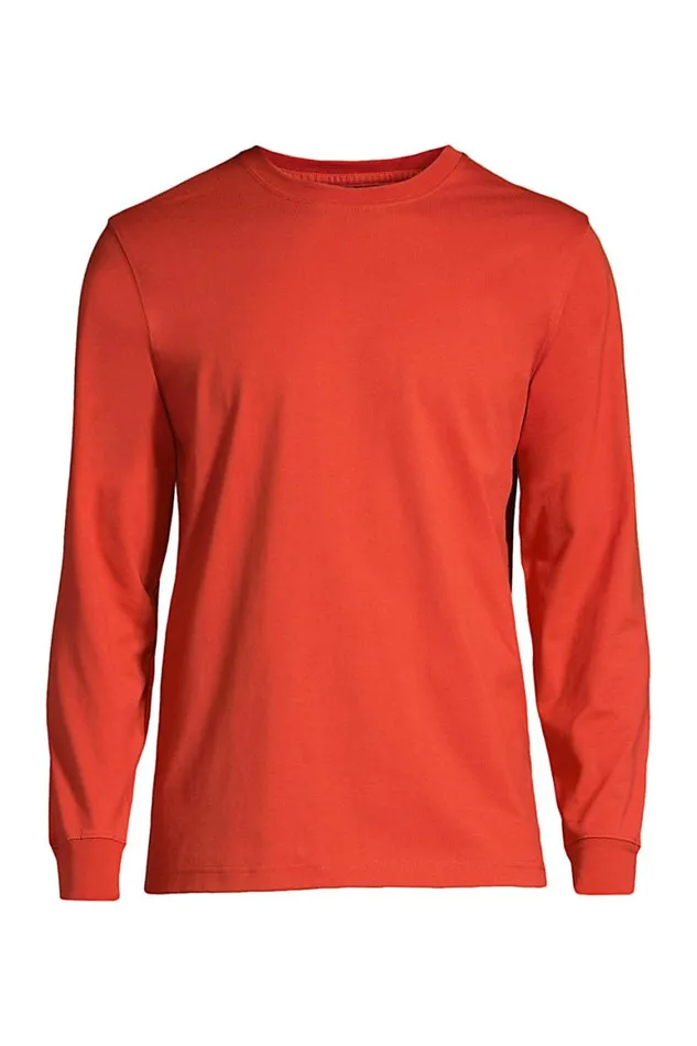 Lands039 End TShirts Men Big Long Sleeve Supert Orange Clay