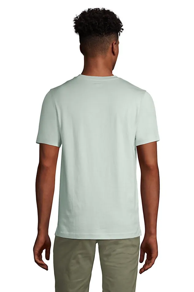 Lands039 End TShirts Men Short Sleeve Supima Jersey Henley Soft Sea Green