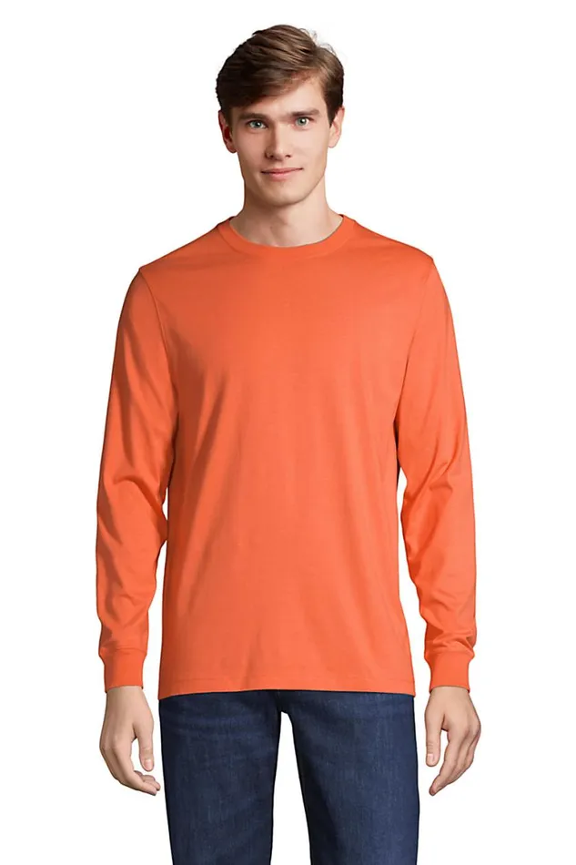 Lands039 End TShirts Men Supert Long Sleeve Tshirt Papaya Orange