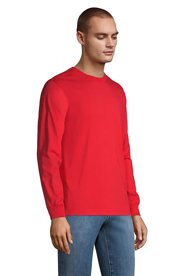 Lands039 End TShirts Men Supert Long Sleeve Tshirt Papaya Orange Lands039 End TShirts Men Supert Long Sleeve Tshirt Papaya Orange