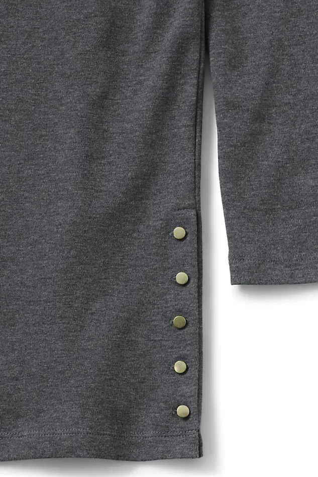 Lands039 End Tops and Tees Women Cotton Polyester Three Quarter Sleeve Button Hem Top Charcoal Heather Lands039 End Tops and Tees Women Cotton Polyester Three Quarter Sleeve Button Hem Top Charcoal Heather