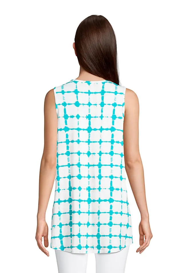 Lands039 End Tops and Tees Women Jersey Knit Tunic Tank Print White Lands039 End Tops and Tees Women Jersey Knit Tunic Tank Print White