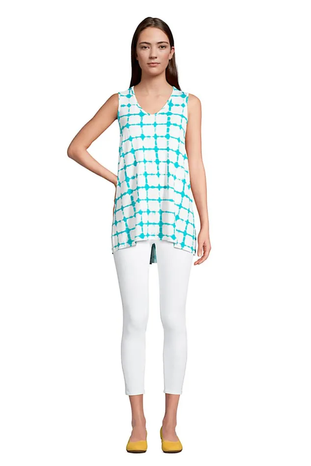 Lands039 End Tops and Tees Women Jersey Knit Tunic Tank Print White Lands039 End Tops and Tees Women Jersey Knit Tunic Tank Print White