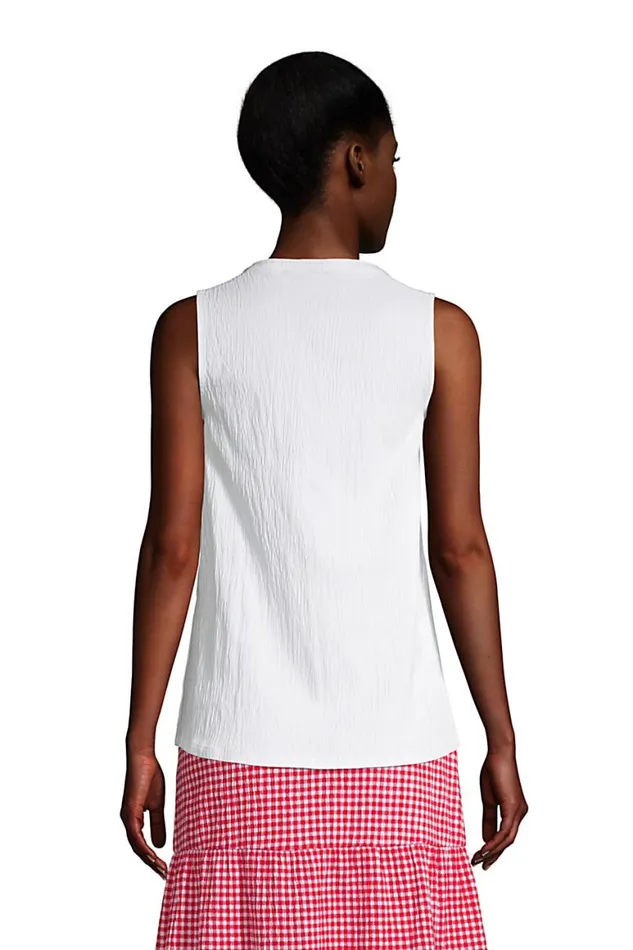 Lands039 End Tops and Tees Women Knit Crinkle Knit Button Front Tank Deep Sea Navy Tropic Palm Lands039 End Tops and Tees Women Knit Crinkle Knit Button Front Tank Deep Sea Navy Tropic Palm