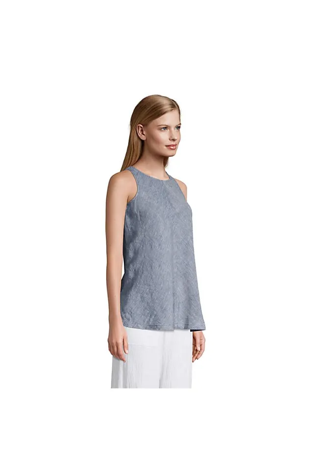 Lands039 End Tops and Tees Women Linen Sleeveless Top Rainbow Stripes