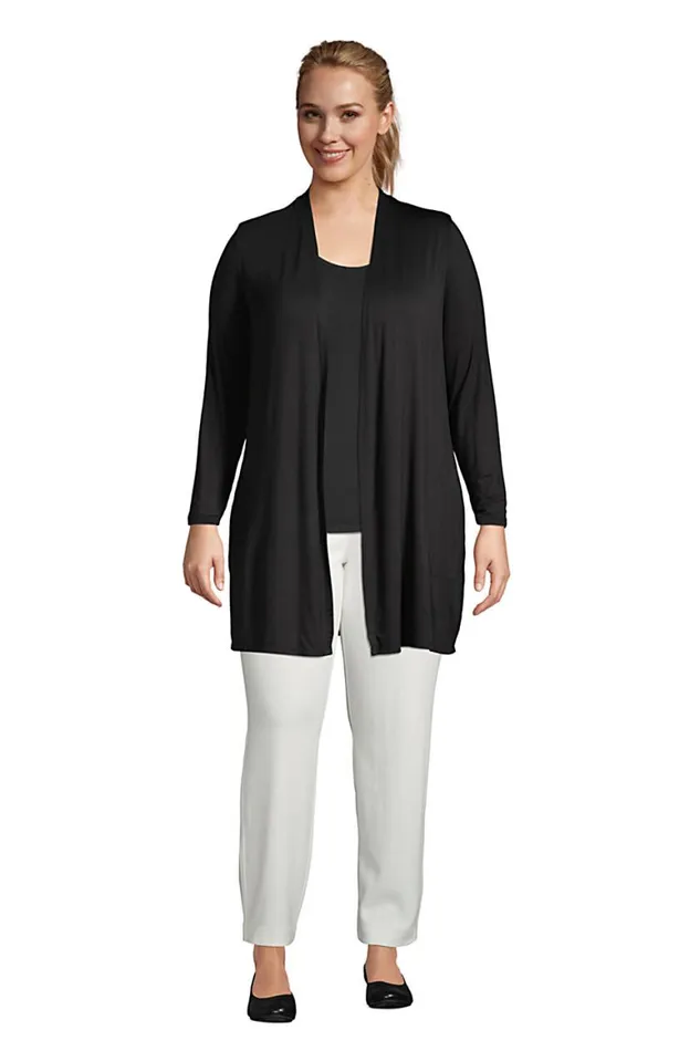Lands039 End Tops and Tees Women Plus Size Lightweight Jersey Knit Long Cardigan Black Lands039 End Tops and Tees Women Plus Size Lightweight Jersey Knit Long Cardigan Black