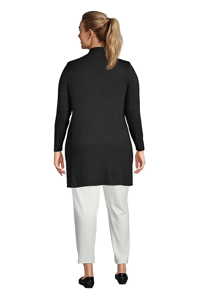 Lands039 End Tops and Tees Women Plus Size Lightweight Jersey Knit Long Cardigan Black
