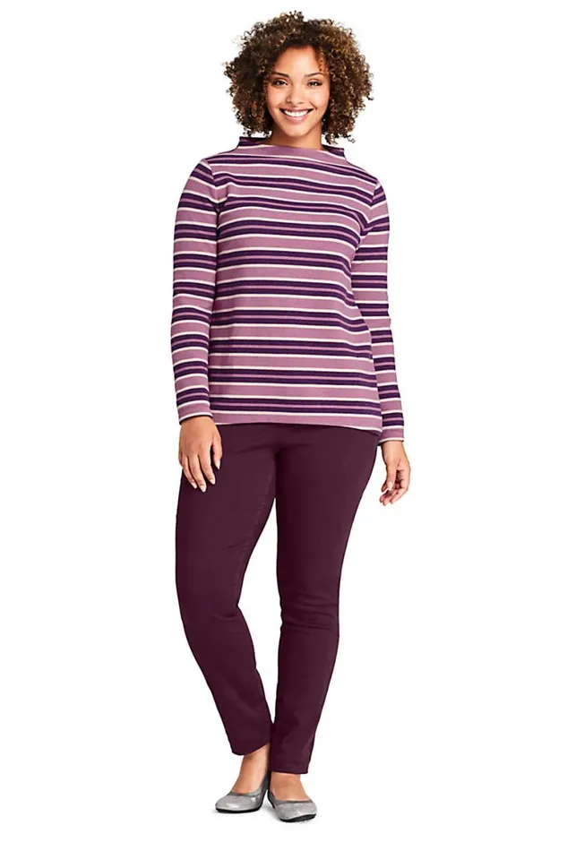 Lands039 End Tops and Tees Women Plus Size Mock Neck Pullover Long Sleeve Top Stripe Mesa Rose Stripe Lands039 End Tops and Tees Women Plus Size Mock Neck Pullover Long Sleeve Top Stripe Mesa Rose Stripe