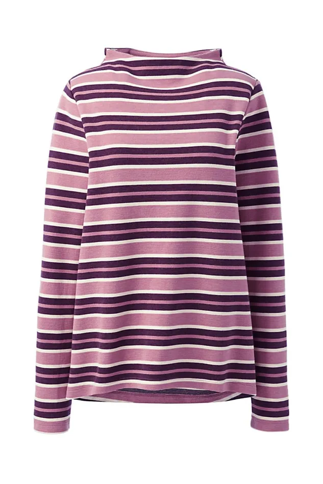 Lands039 End Tops and Tees Women Plus Size Mock Neck Pullover Long Sleeve Top Stripe Mesa Rose Stripe Lands039 End Tops and Tees Women Plus Size Mock Neck Pullover Long Sleeve Top Stripe Mesa Rose Stripe