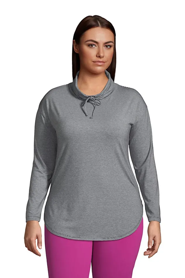 Lands039 End Tops and Tees Women Plus Size Power Performance Cowl Neck Top Black Pinstripe Lands039 End Tops and Tees Women Plus Size Power Performance Cowl Neck Top Black Pinstripe