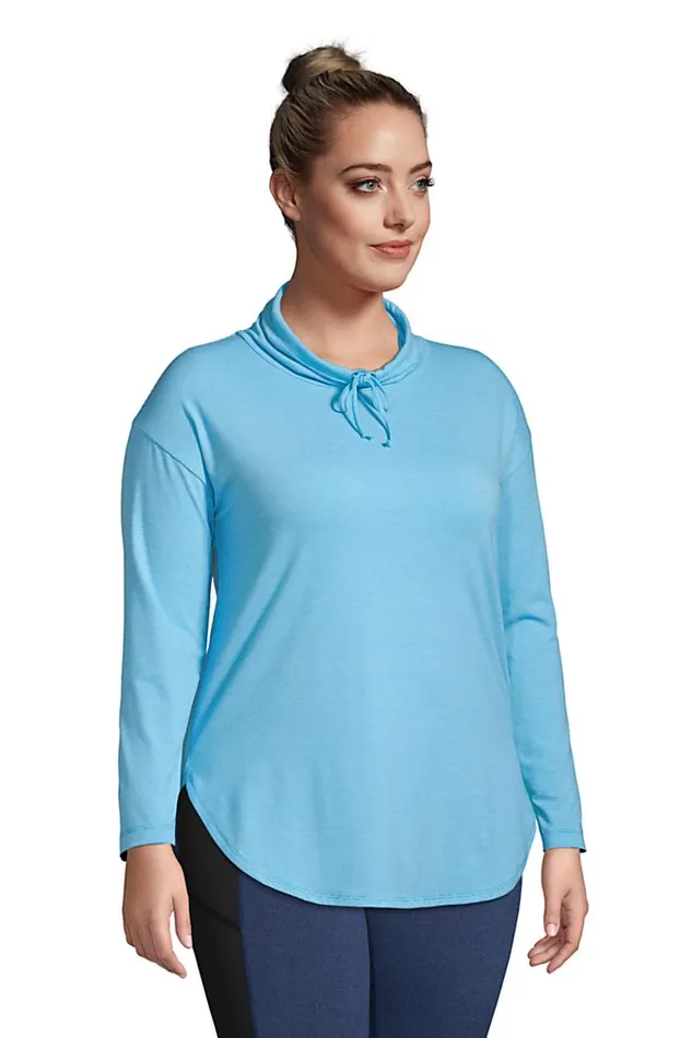 Lands039 End Tops and Tees Women Plus Size Power Performance Cowl Neck Top Black Pinstripe Lands039 End Tops and Tees Women Plus Size Power Performance Cowl Neck Top Black Pinstripe