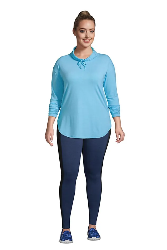 Lands039 End Tops and Tees Women Plus Size Power Performance Cowl Neck Top Black Pinstripe Lands039 End Tops and Tees Women Plus Size Power Performance Cowl Neck Top Black Pinstripe