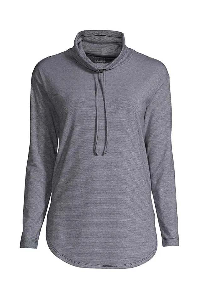 Lands039 End Tops and Tees Women Plus Size Power Performance Cowl Neck Top Black Pinstripe Lands039 End Tops and Tees Women Plus Size Power Performance Cowl Neck Top Black Pinstripe