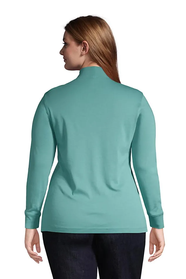 Lands039 End Tops and Tees Women Plus Size Relaxed Cotton Long Sleeve Mock Turtleneck Radiant Navy