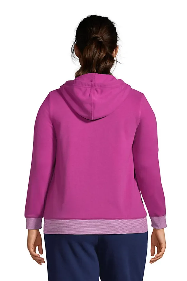 Lands039 End Tops and Tees Women Plus Size Serious Sweats Full Zip Hoodie Island Turquoise Colorblock