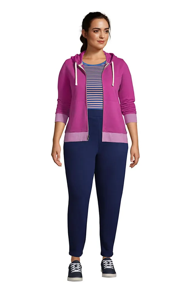 Lands039 End Tops and Tees Women Plus Size Serious Sweats Full Zip Hoodie Island Turquoise Colorblock