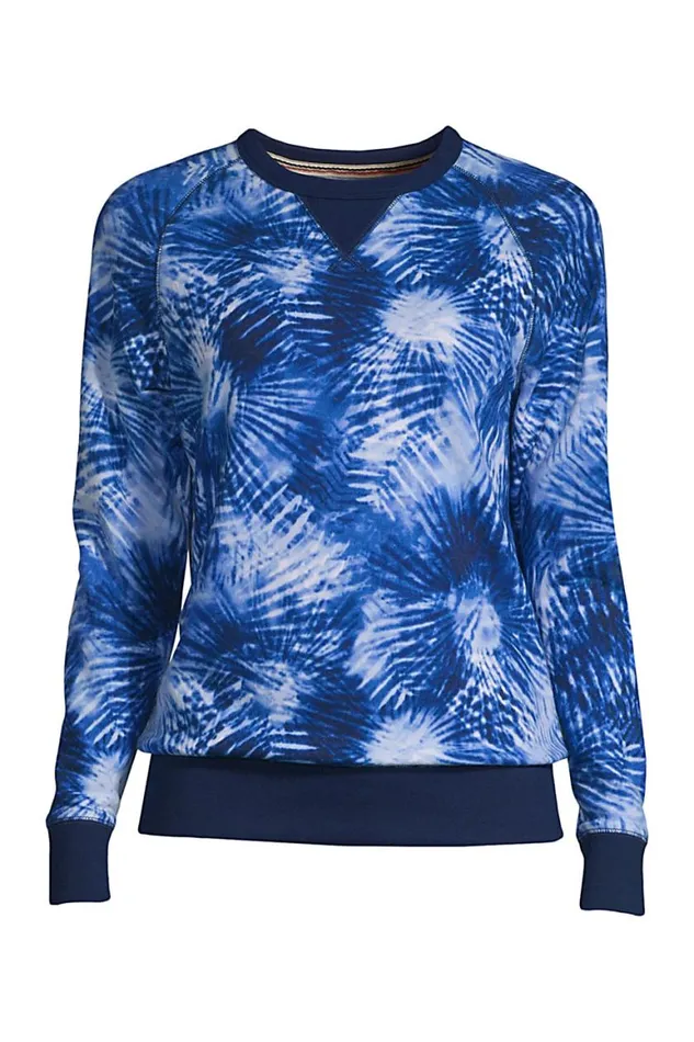 Lands039 End Tops and Tees Women Plus Size Serious Sweats Raglan Sweatshirt Deep Sea Navy Tie Dye Palm Lands039 End Tops and Tees Women Plus Size Serious Sweats Raglan Sweatshirt Deep Sea Navy Tie Dye Palm