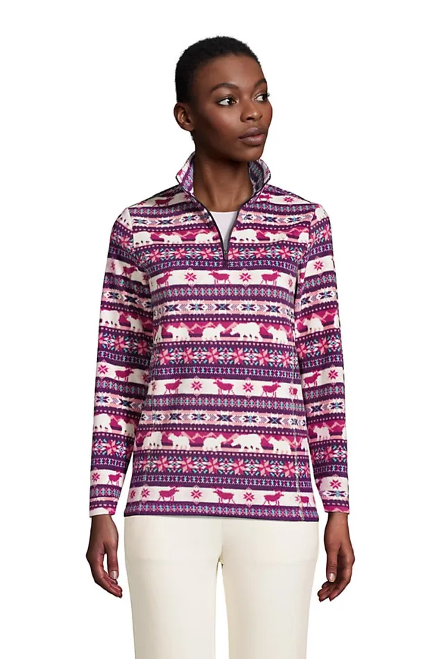 Lands039 End Tops and Tees Women Print Quarter Zip Fleece Pullover Top Outdoor Fairisle Lands039 End Tops and Tees Women Print Quarter Zip Fleece Pullover Top Outdoor Fairisle