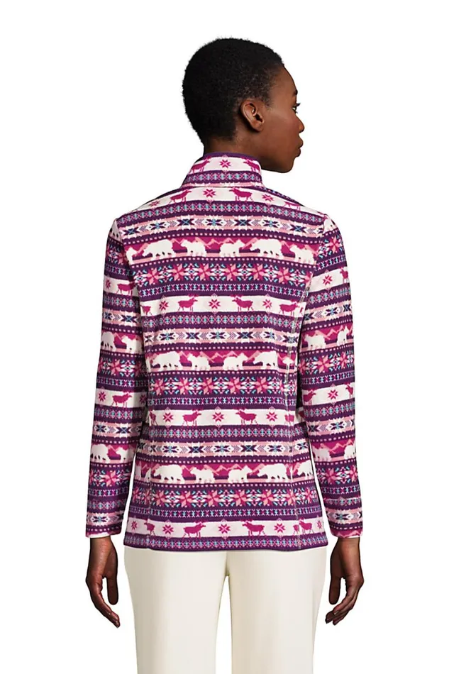Lands039 End Tops and Tees Women Print Quarter Zip Fleece Pullover Top Outdoor Fairisle Lands039 End Tops and Tees Women Print Quarter Zip Fleece Pullover Top Outdoor Fairisle