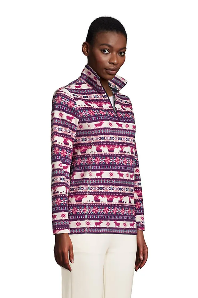 Lands039 End Tops and Tees Women Print Quarter Zip Fleece Pullover Top Outdoor Fairisle Lands039 End Tops and Tees Women Print Quarter Zip Fleece Pullover Top Outdoor Fairisle