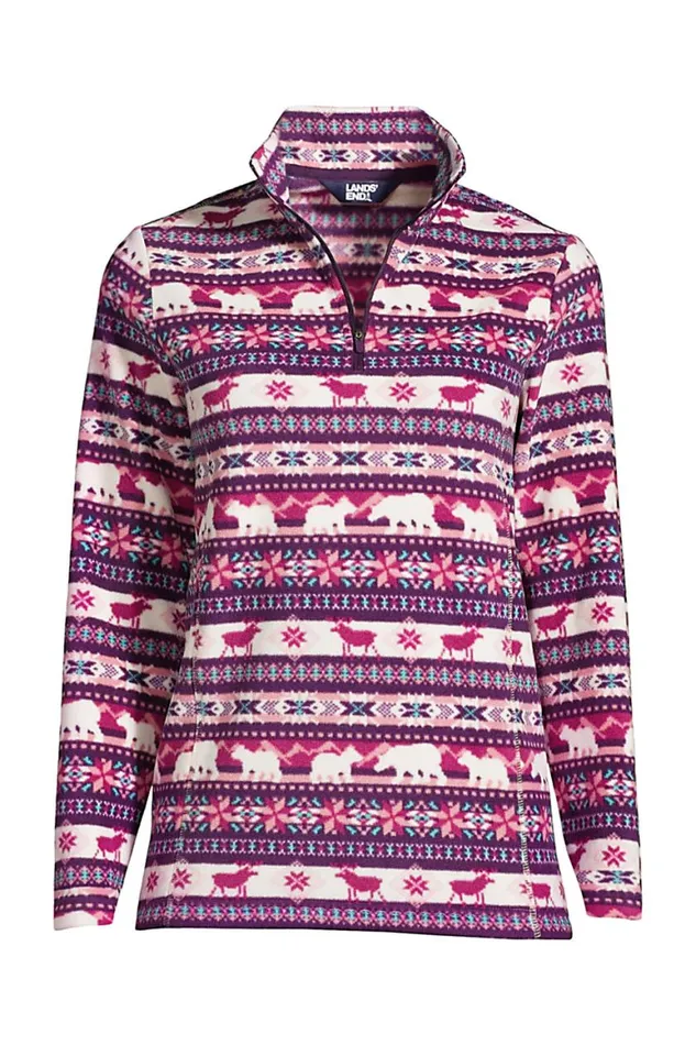 Lands039 End Tops and Tees Women Print Quarter Zip Fleece Pullover Top Outdoor Fairisle Lands039 End Tops and Tees Women Print Quarter Zip Fleece Pullover Top Outdoor Fairisle