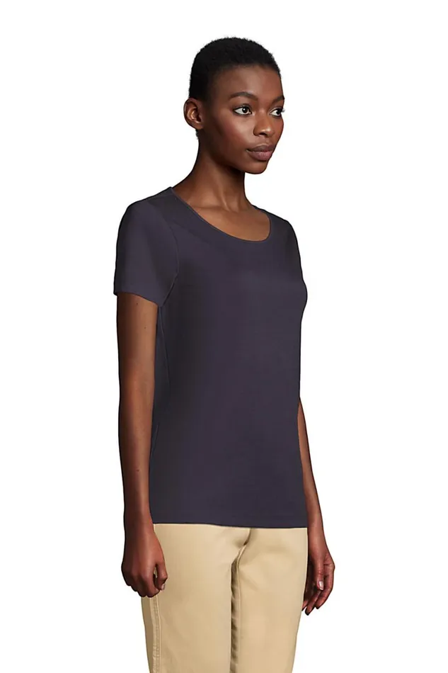 Lands039 End Tops and Tees Women Short Sleeve Jewelneck Tee Black Lands039 End Tops and Tees Women Short Sleeve Jewelneck Tee Black