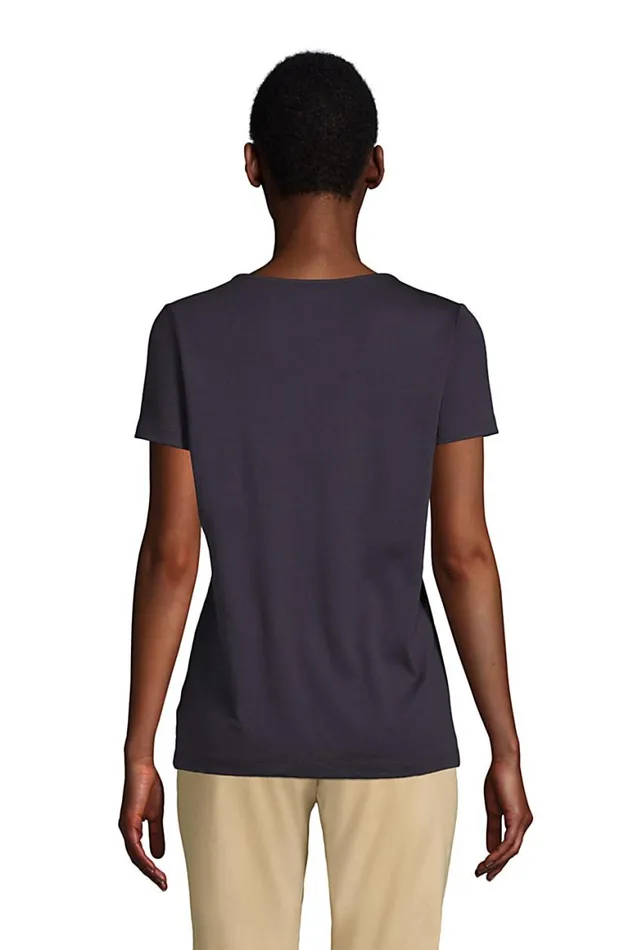 Lands039 End Tops and Tees Women Short Sleeve Jewelneck Tee Black Lands039 End Tops and Tees Women Short Sleeve Jewelneck Tee Black