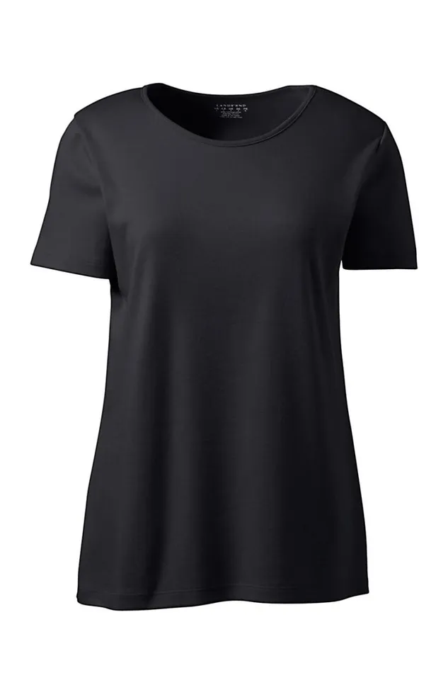Lands039 End Tops and Tees Women Short Sleeve Jewelneck Tee Black Lands039 End Tops and Tees Women Short Sleeve Jewelneck Tee Black