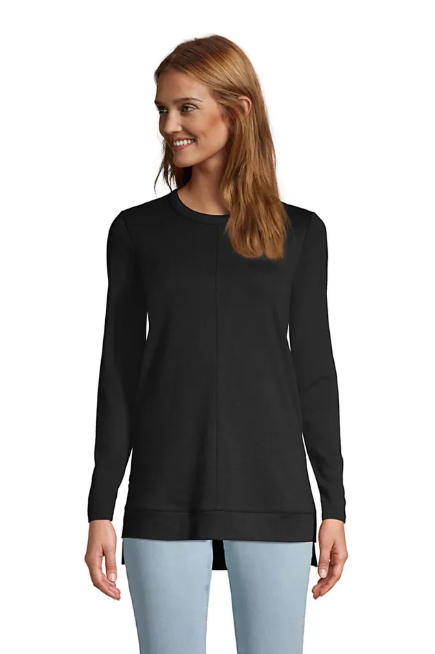 Lands039 End Tunic Tops Women Cotton Polyester Long Sleeve Open Crew Neck Tunic Black Lands039 End Tunic Tops Women Cotton Polyester Long Sleeve Open Crew Neck Tunic Black