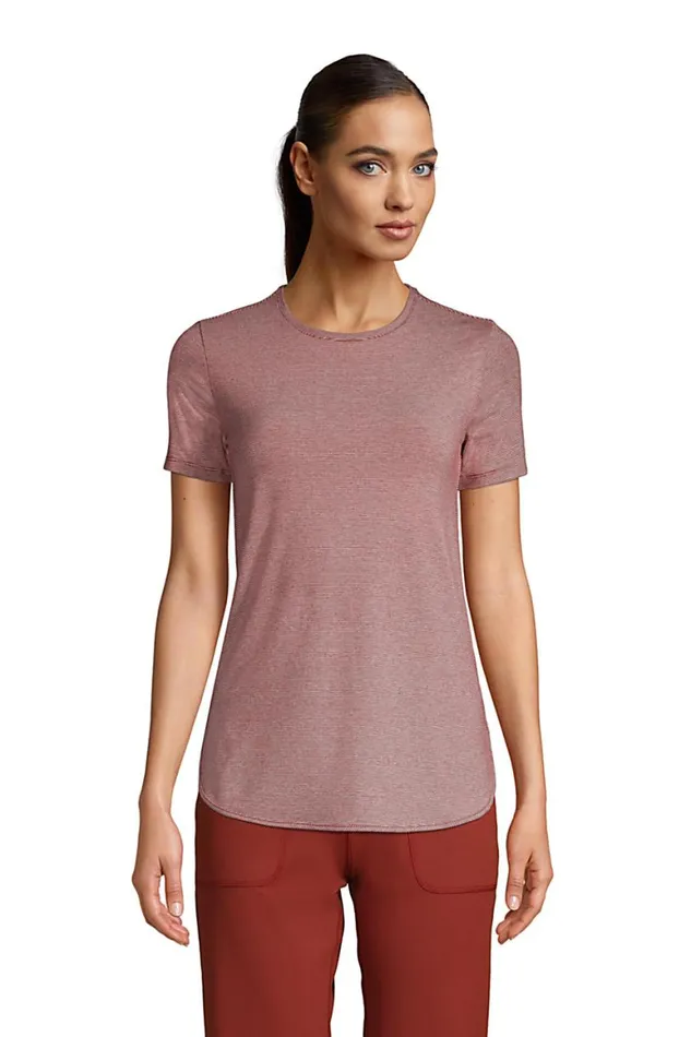 Lands039 End Tunic Tops Women Moisture Wicking Upf Sun Short Sleeve Curved Hem Tunic Top Rust Red Pinstripe Lands039 End Tunic Tops Women Moisture Wicking Upf Sun Short Sleeve Curved Hem Tunic Top Rust Red Pinstripe