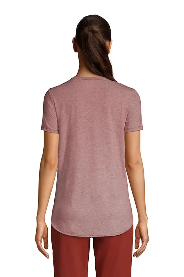 Lands039 End Tunic Tops Women Moisture Wicking Upf Sun Short Sleeve Curved Hem Tunic Top Rust Red Pinstripe Lands039 End Tunic Tops Women Moisture Wicking Upf Sun Short Sleeve Curved Hem Tunic Top Rust Red Pinstripe