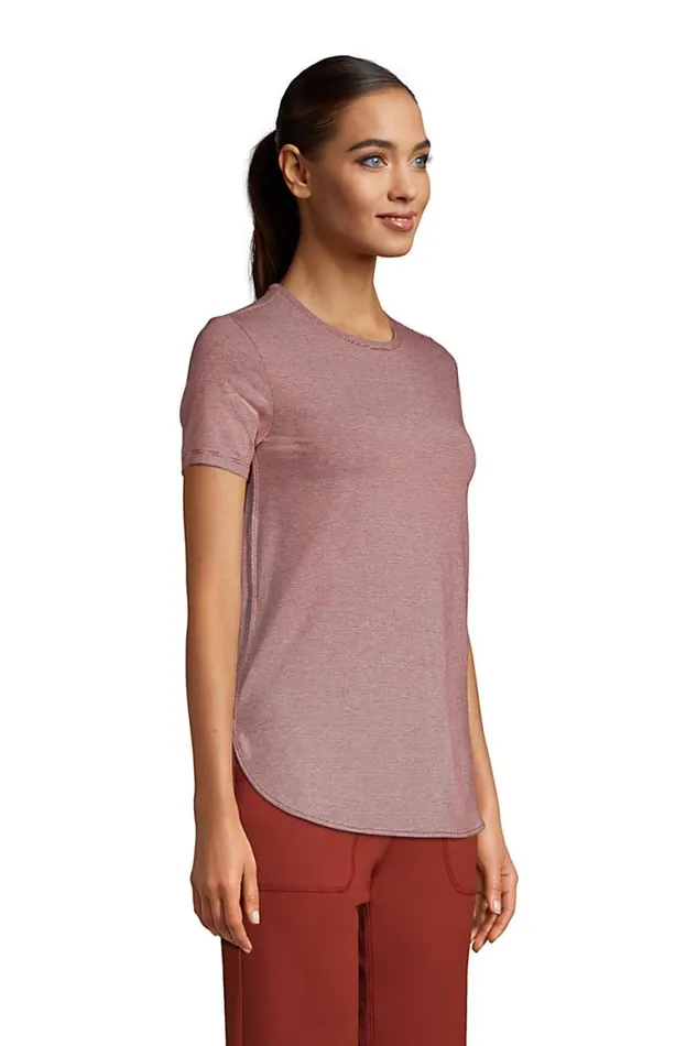 Lands039 End Tunic Tops Women Moisture Wicking Upf Sun Short Sleeve Curved Hem Tunic Top Rust Red Pinstripe Lands039 End Tunic Tops Women Moisture Wicking Upf Sun Short Sleeve Curved Hem Tunic Top Rust Red Pinstripe