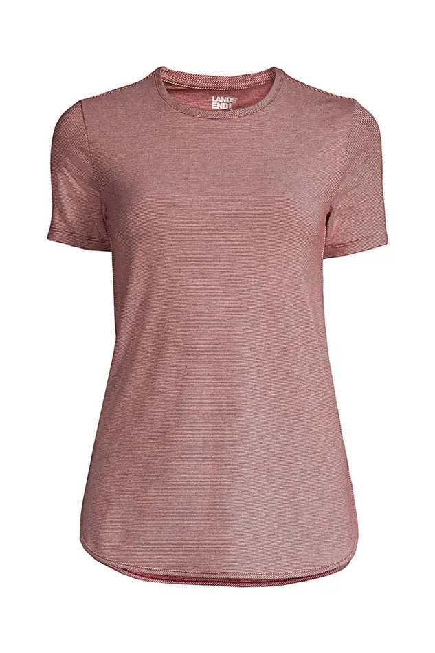 Lands039 End Tunic Tops Women Moisture Wicking Upf Sun Short Sleeve Curved Hem Tunic Top Rust Red Pinstripe Lands039 End Tunic Tops Women Moisture Wicking Upf Sun Short Sleeve Curved Hem Tunic Top Rust Red Pinstripe