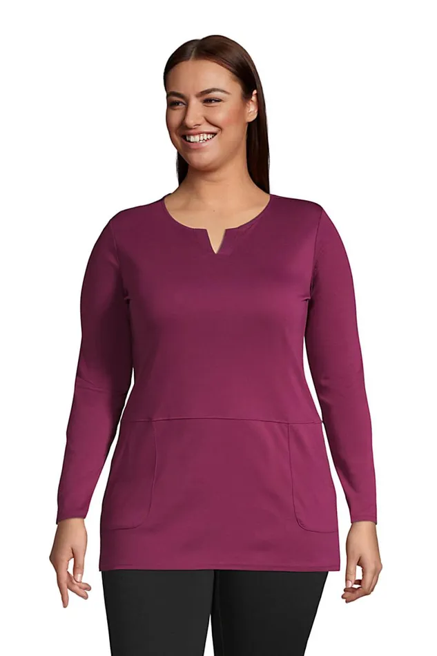 Lands039 End Tunic Tops Women Plus Size Cotton Polyester Long Sleeve Tunic With Pockets Rubellite Lands039 End Tunic Tops Women Plus Size Cotton Polyester Long Sleeve Tunic With Pockets Rubellite