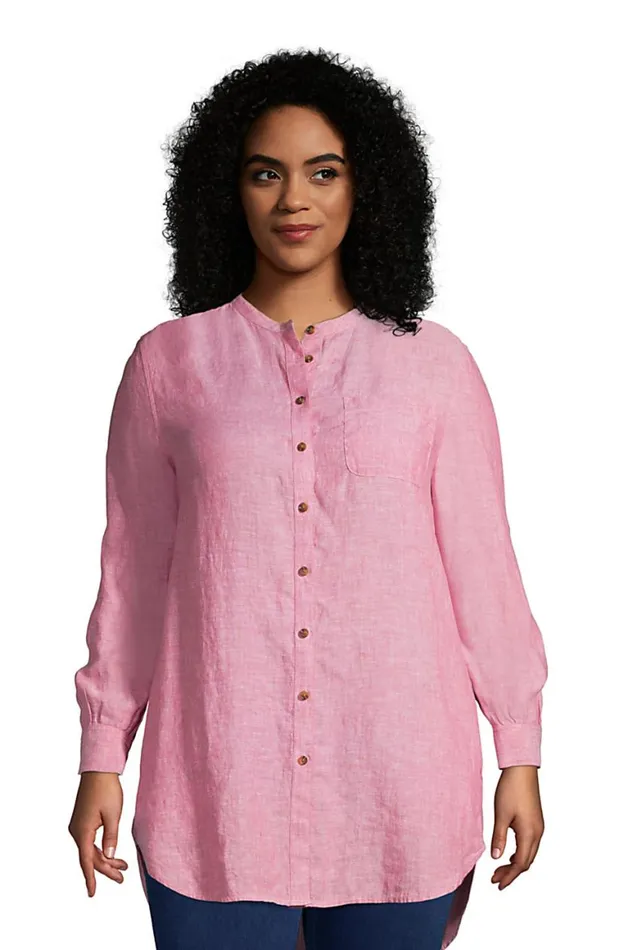 Lands039 End Tunic Tops Women Plus Size Linen Aline Long Sleeve Tunic Top Soft Mojave Rose Lands039 End Tunic Tops Women Plus Size Linen Aline Long Sleeve Tunic Top Soft Mojave Rose