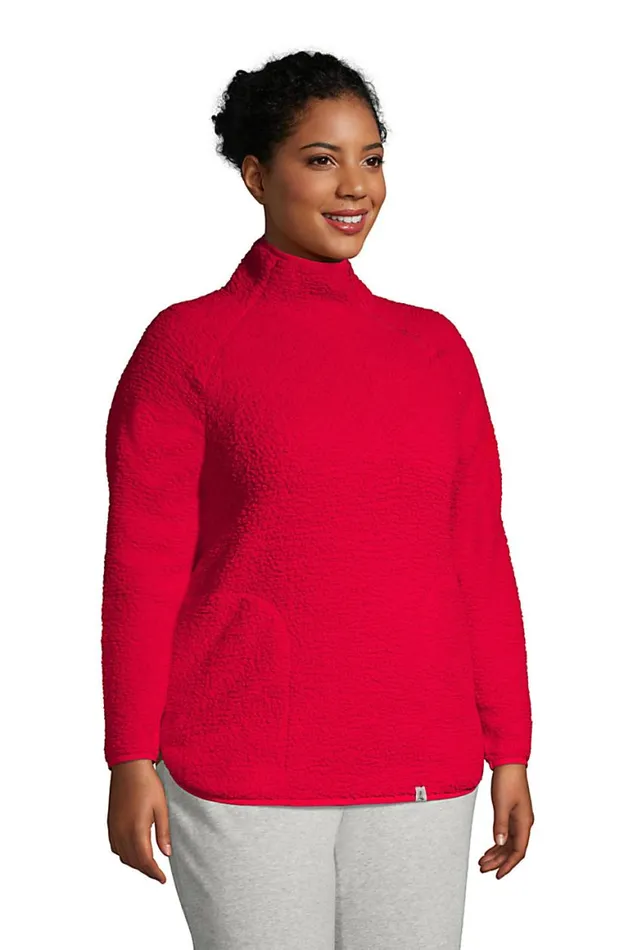 Lands039 End Tunic Tops Women Plus Size Long Sleeve Relaxed Fit Sherpa Fleece Mock Zip Tunic Rubellite Colorblock Lands039 End Tunic Tops Women Plus Size Long Sleeve Relaxed Fit Sherpa Fleece Mock Zip Tunic Rubellite Colorblock