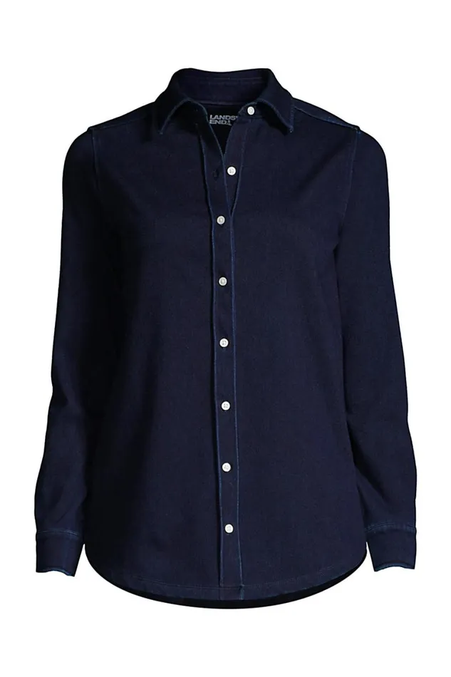 Lands039 End Tunic Tops Women Plus Size Long Sleeve Sport Knit Button Front Tunic Indigo Dark Indigo Lands039 End Tunic Tops Women Plus Size Long Sleeve Sport Knit Button Front Tunic Indigo Dark Indigo