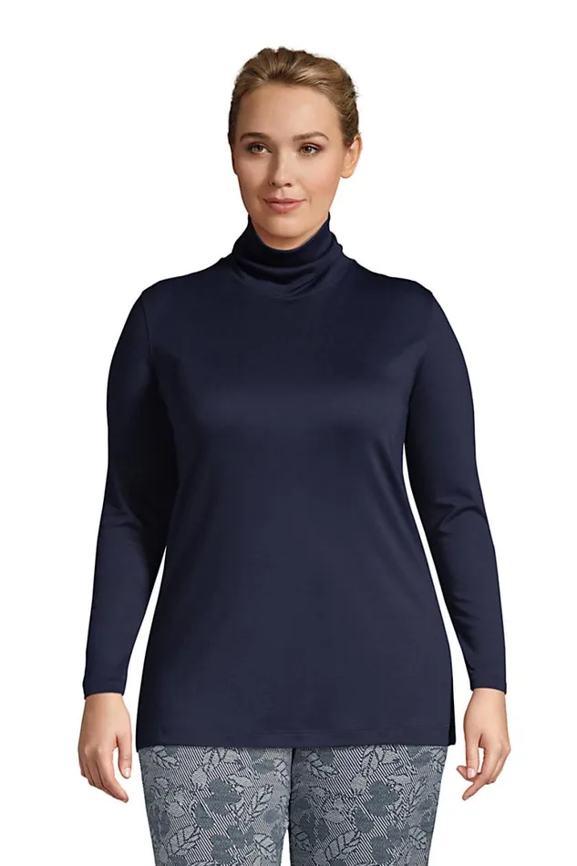 Lands039 End Tunic Tops Women Plus Size Supima Cotton Turtleneck Tunic Radiant Navy Lands039 End Tunic Tops Women Plus Size Supima Cotton Turtleneck Tunic Radiant Navy