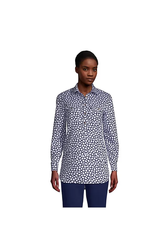 Lands039 End Tunic Tops Women Relaxed Long Sleeve Tunic Top Navy