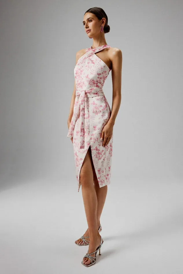 Lavish Alice Belted Dresses BRIELLE Bonded Satin Obi Belted Halterneck Midi Dress In Pink Porcelain Pink Porcelai 8211 Women Lavish Alice Belted Dresses BRIELLE Bonded Satin Obi Belted Halterneck Midi Dress In Pink Porcelain Pink Porcelai 8211 Women