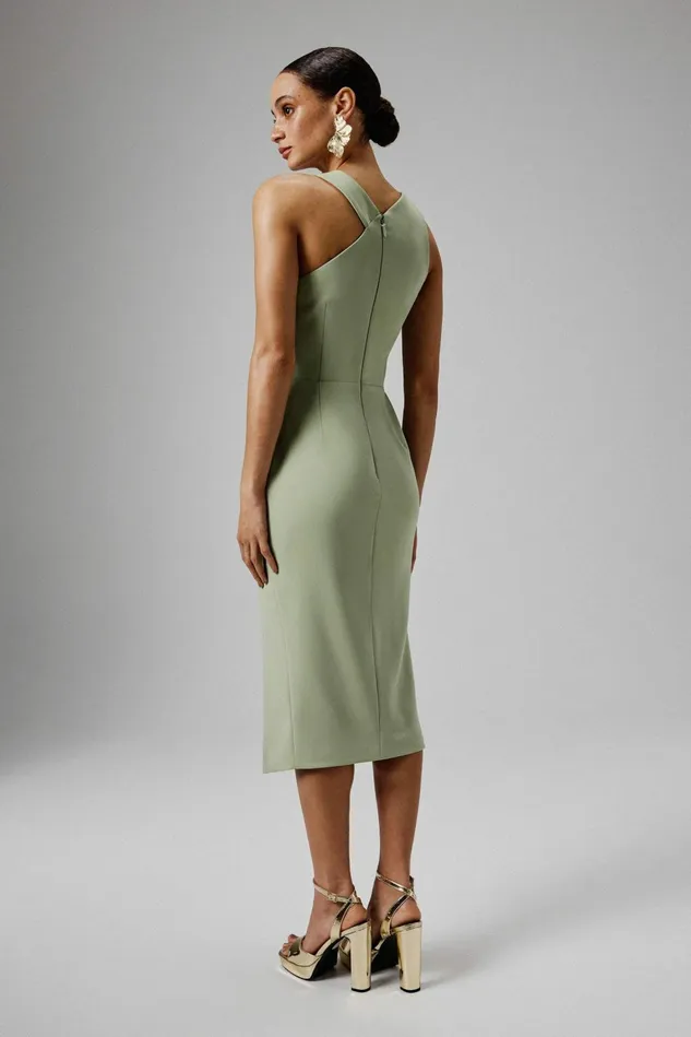Lavish Alice Bodycon Dresses LENA Wrap Halterneck Midi Dress In Sage Green Sage Green 8211 Women
