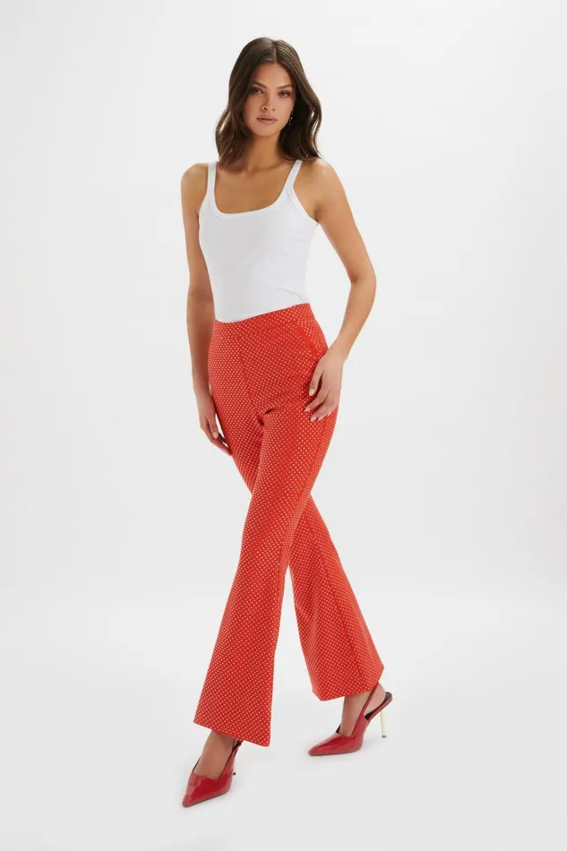 Lavish Alice Suiting ELLISA Crystal Embellished Fit And Flare Trousers In Red Red 8211 Women
