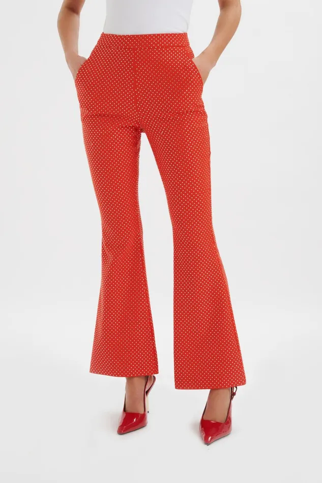Lavish Alice Suiting ELLISA Crystal Embellished Fit And Flare Trousers In Red Red 8211 Women