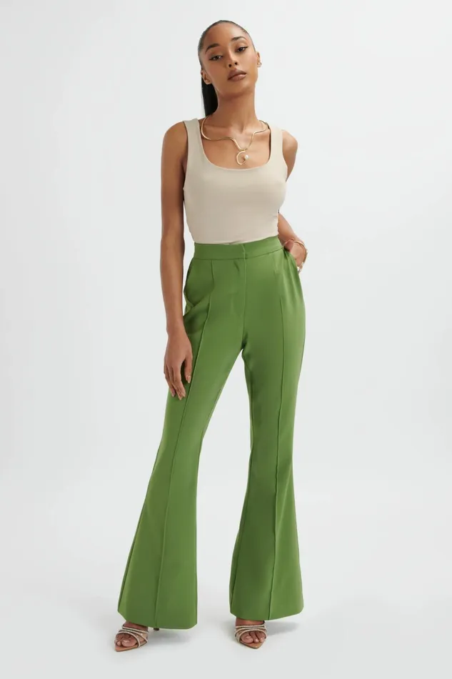 Lavish Alice Suiting EMELIE Fit and Flare Tailored Trouser In Green Green 8211 Women Lavish Alice Suiting EMELIE Fit and Flare Tailored Trouser In Green Green 8211 Women