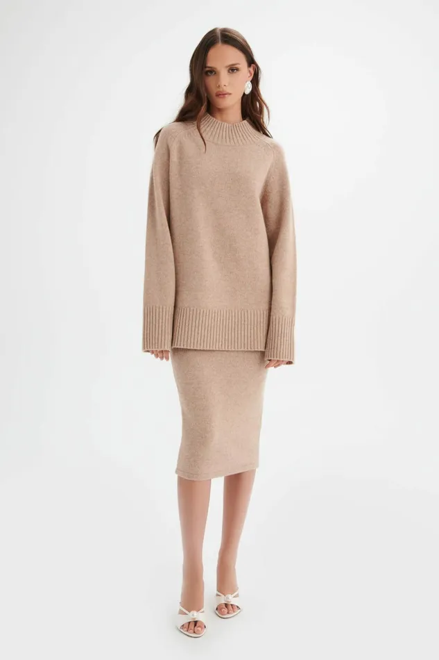 Lavish Alice Winter Knitwear AMARI Knitted Cashmere Blend Jumper In Beige Beige 8211 Women Lavish Alice Winter Knitwear AMARI Knitted Cashmere Blend Jumper In Beige Beige 8211 Women