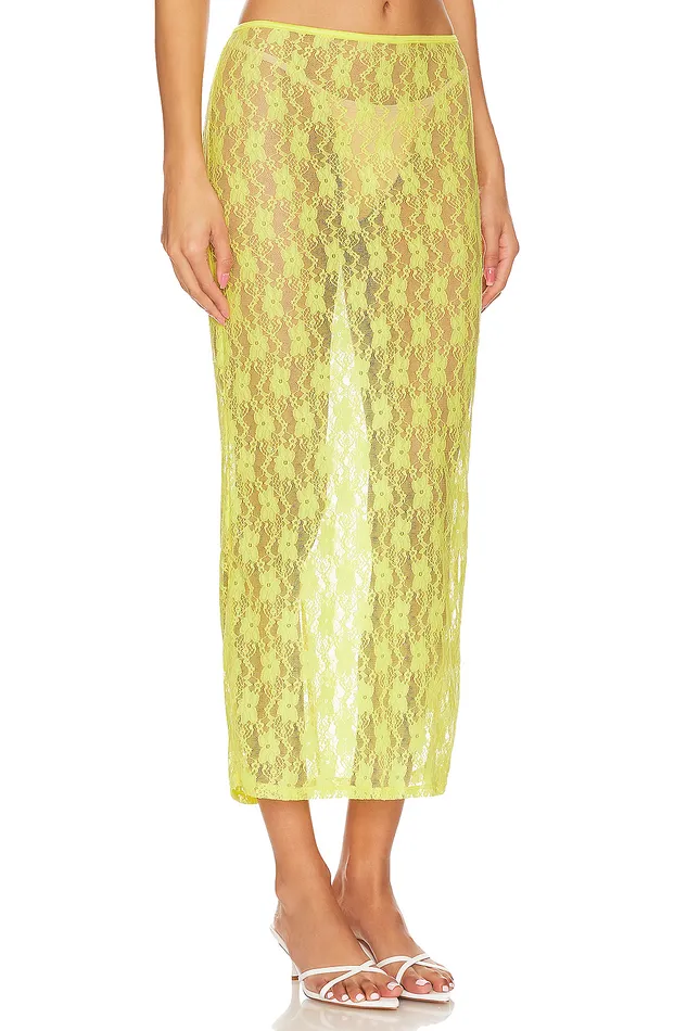 Lia Sheer Skirt Bright Yellow Women Lovers and Friends Skirts