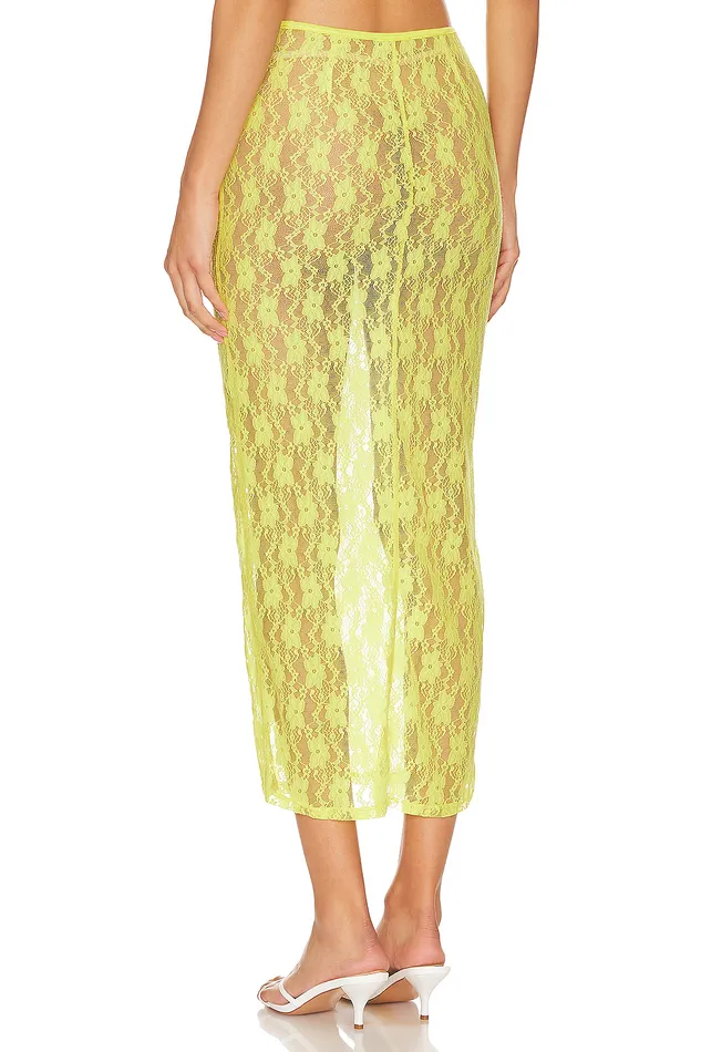 Lia Sheer Skirt Bright Yellow Women Lovers and Friends Skirts
