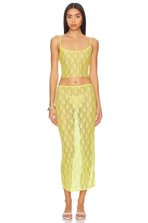 Lia Sheer Skirt Bright Yellow Women Lovers and Friends Skirts
